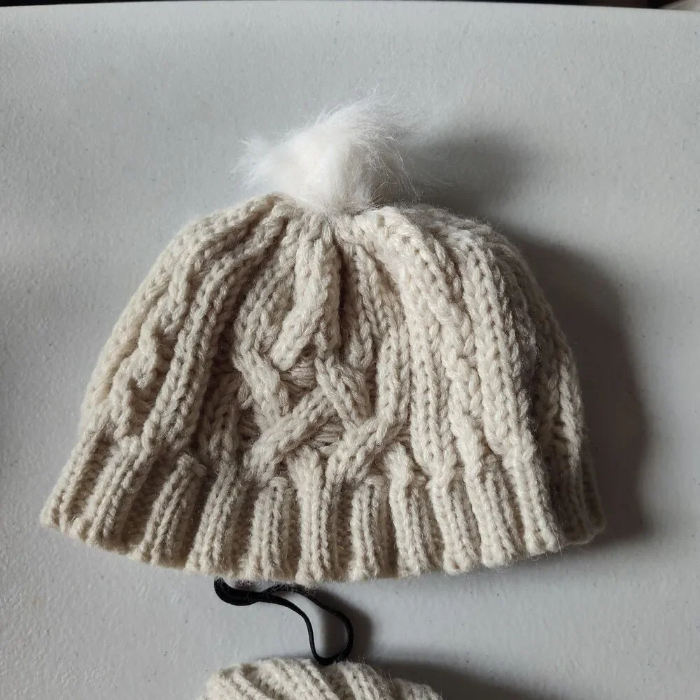 Beige Cable Knit Dog Sweater, Warm Winter Style, XXS/XS Acrylic